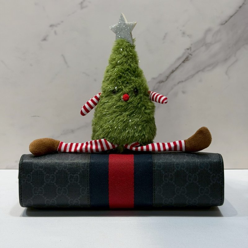 GUCCI 藍紅織帶手拿包-7