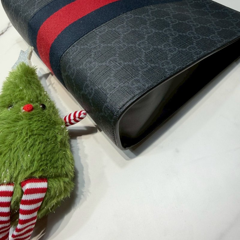 GUCCI 藍紅織帶手拿包-8