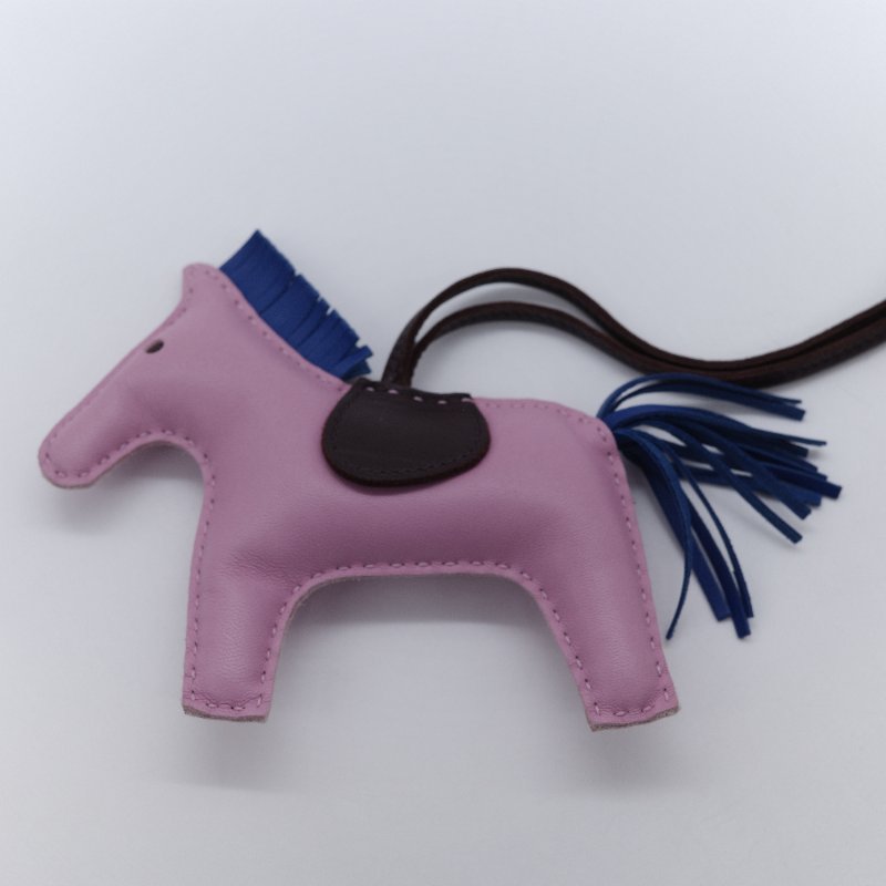 Hermes 愛馬仕 Rodeo 紫色拼色小羊皮 小馬鑰匙圈 吊飾-2