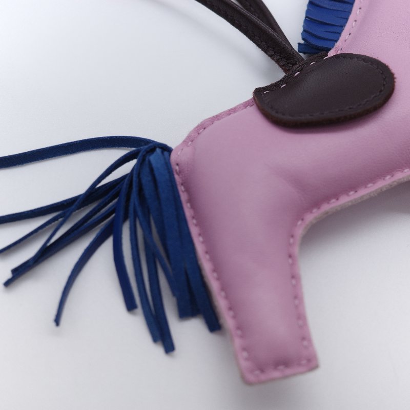 Hermes 愛馬仕 Rodeo 紫色拼色小羊皮 小馬鑰匙圈 吊飾-3
