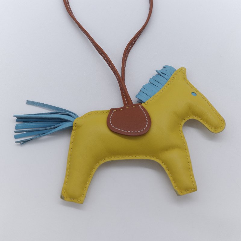 Hermes 愛馬仕 Rodeo MM 藍/黃 小羊皮 小馬吊飾-1