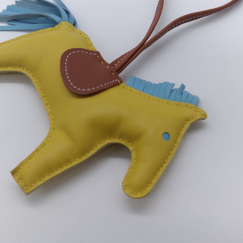Hermes 愛馬仕 Rodeo MM 藍/黃 小羊皮 小馬吊飾-2
