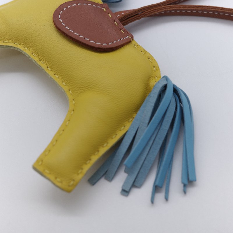 Hermes 愛馬仕 Rodeo MM 藍/黃 小羊皮 小馬吊飾-5