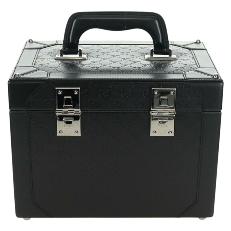 【日本直送】GUCCI GG帆布Guccissima化妝盒，皮革黑色銀色，正品編號171671SAM-1