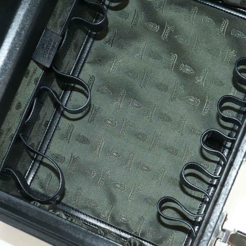 【日本直送】GUCCI GG帆布Guccissima化妝盒，皮革黑色銀色，正品編號171671SAM-9