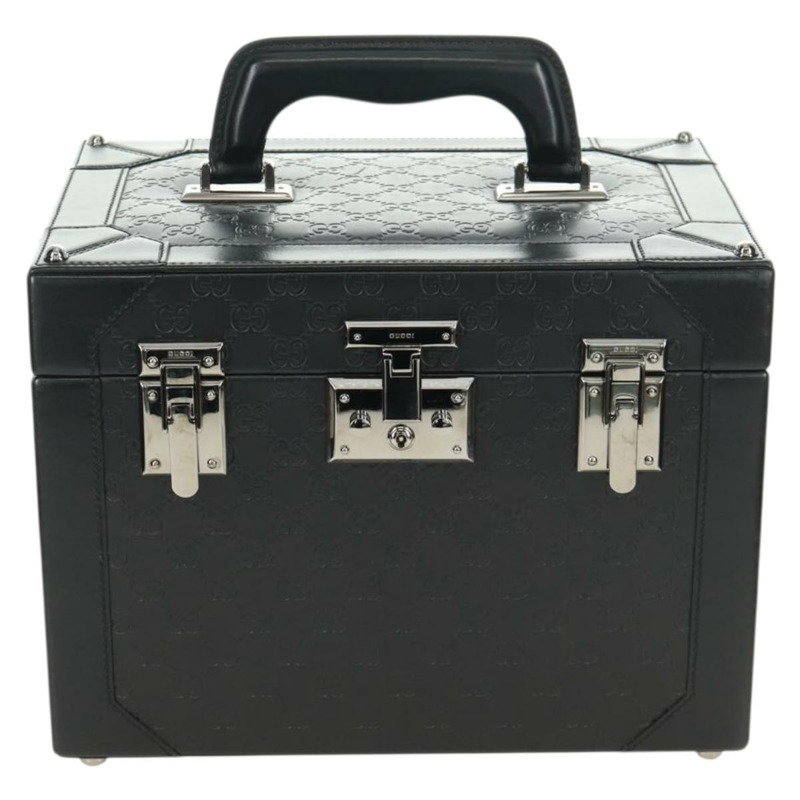 【日本直送】GUCCI GG帆布Guccissima化妝盒，皮革黑色銀色，正品編號171671SAM-12