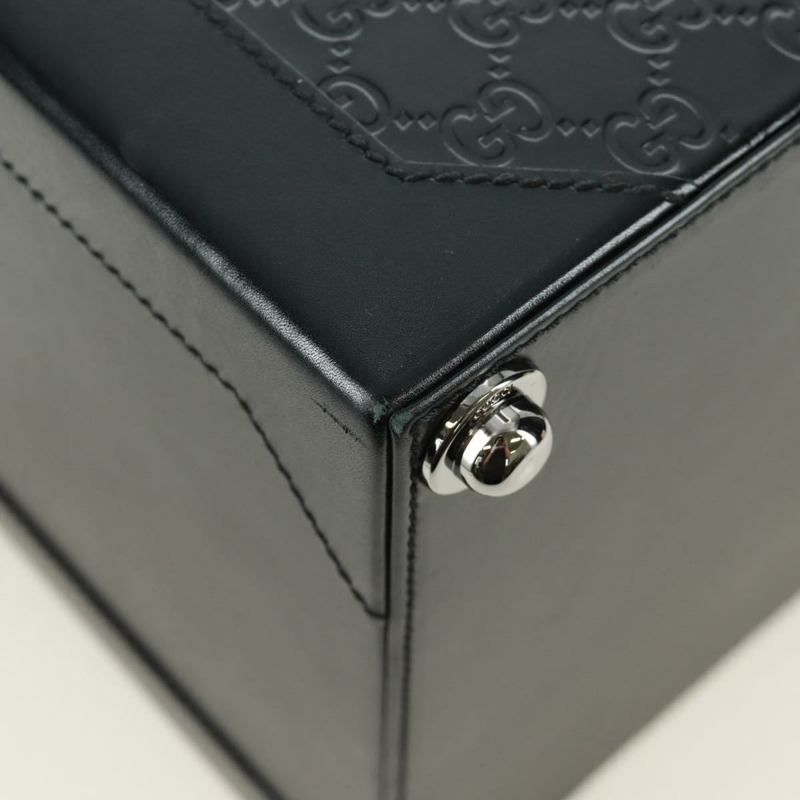 【日本直送】GUCCI GG帆布Guccissima化妝盒，皮革黑色銀色，正品編號171671SAM-14