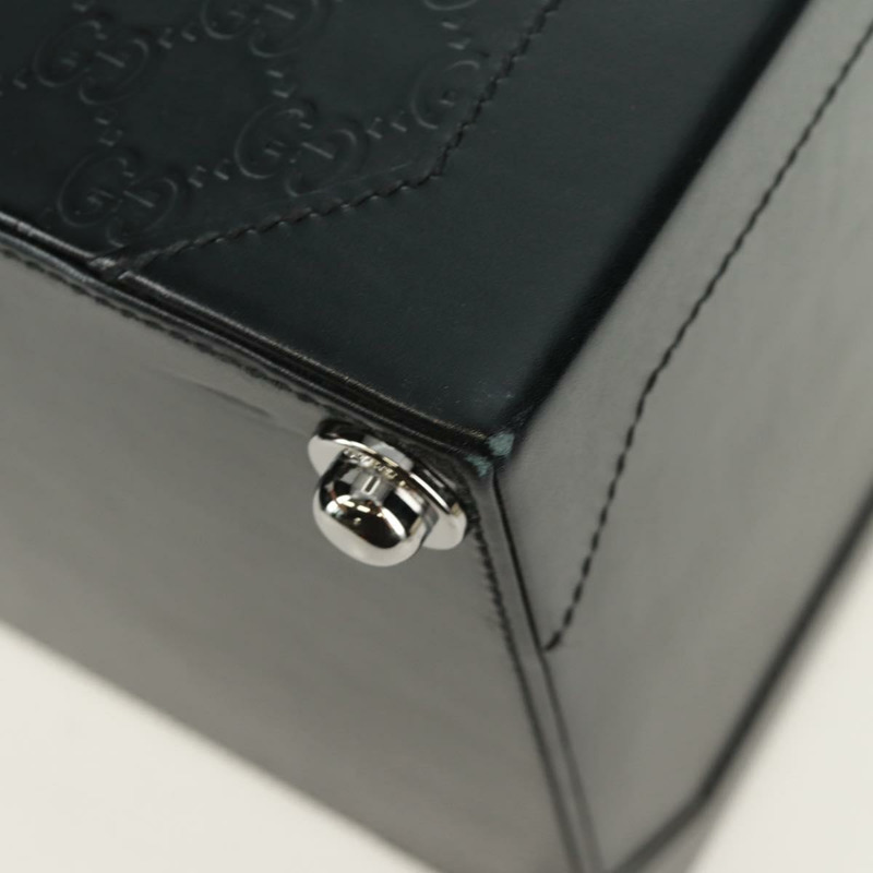【日本直送】GUCCI GG帆布Guccissima化妝盒，皮革黑色銀色，正品編號171671SAM-15
