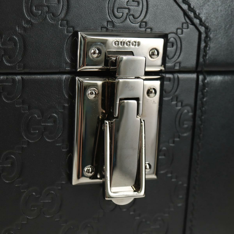 【日本直送】GUCCI GG帆布Guccissima化妝盒，皮革黑色銀色，正品編號171671SAM-16