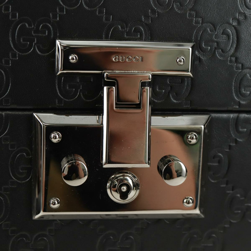 【日本直送】GUCCI GG帆布Guccissima化妝盒，皮革黑色銀色，正品編號171671SAM-17