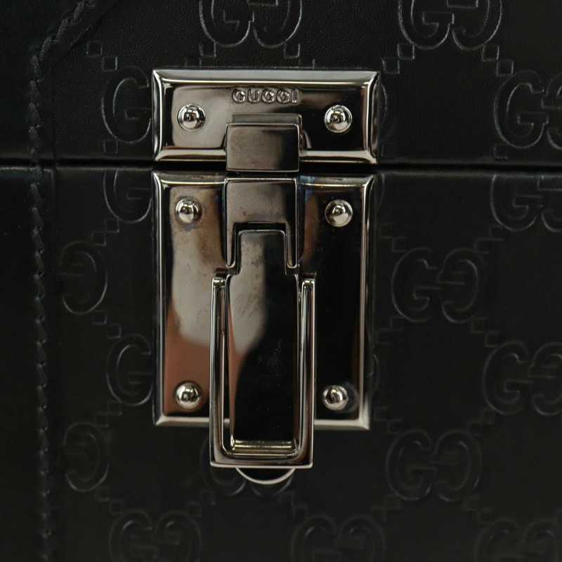 【日本直送】GUCCI GG帆布Guccissima化妝盒，皮革黑色銀色，正品編號171671SAM-18