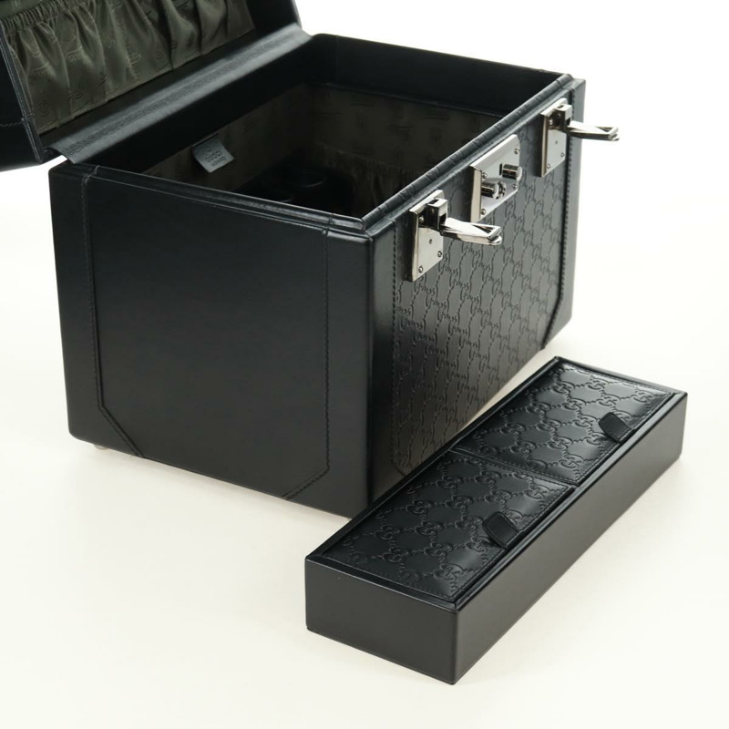 【日本直送】GUCCI GG帆布Guccissima化妝盒，皮革黑色銀色，正品編號171671SAM-21