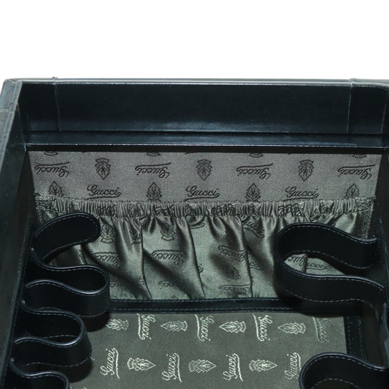 【日本直送】GUCCI GG帆布Guccissima化妝盒，皮革黑色銀色，正品編號171671SAM-24