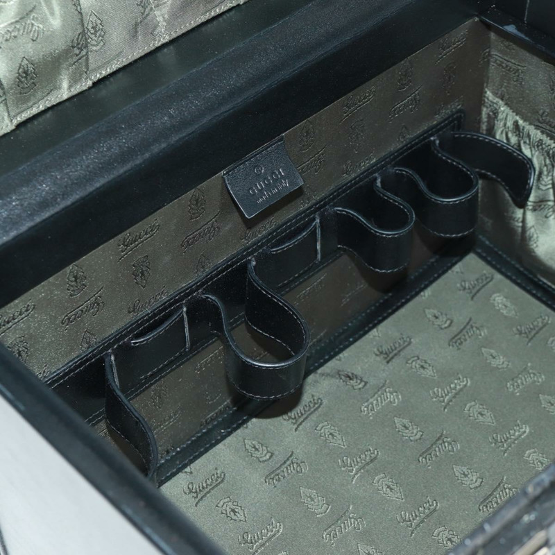 【日本直送】GUCCI GG帆布Guccissima化妝盒，皮革黑色銀色，正品編號171671SAM-26