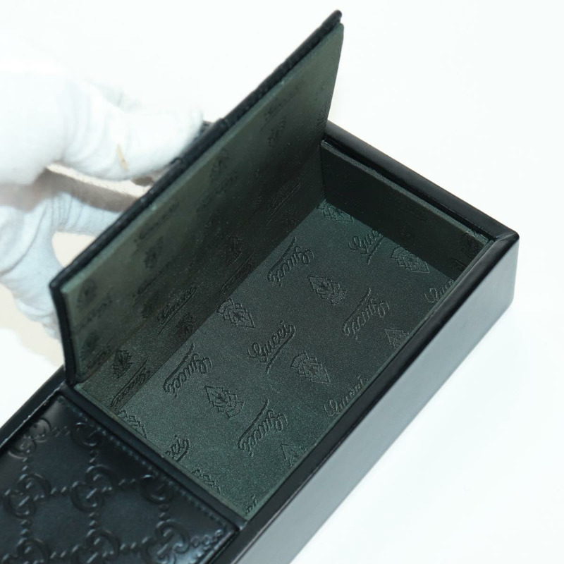 【日本直送】GUCCI GG帆布Guccissima化妝盒，皮革黑色銀色，正品編號171671SAM-31