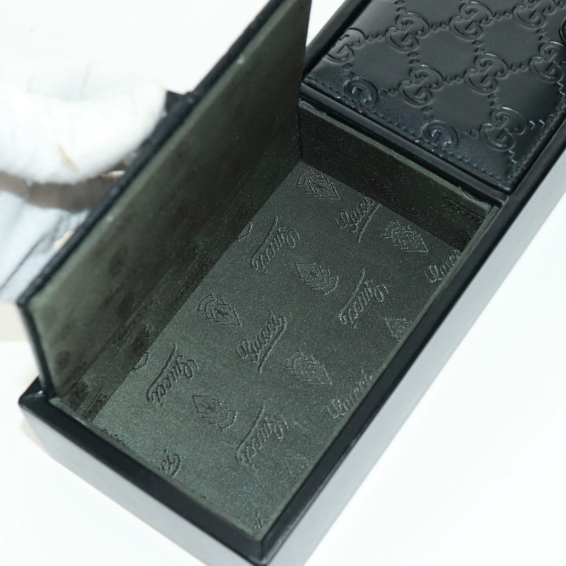 【日本直送】GUCCI GG帆布Guccissima化妝盒，皮革黑色銀色，正品編號171671SAM-32