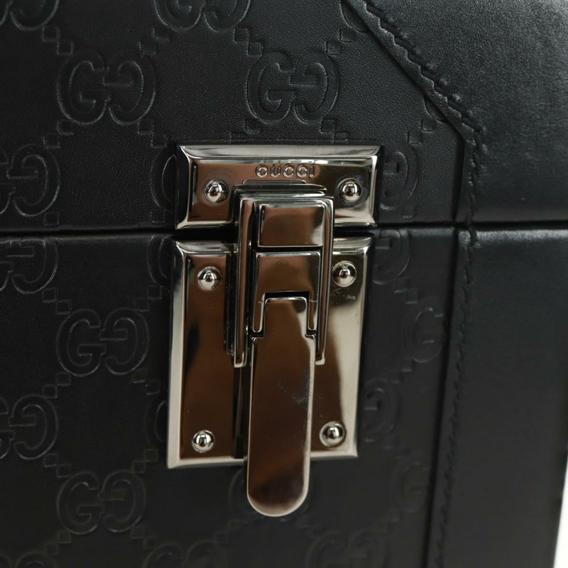【日本直送】GUCCI GG帆布Guccissima化妝盒，皮革黑色銀色，正品編號171671SAM-34