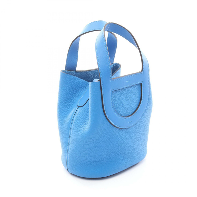 愛馬仕 (HERMES) in the loop 18 手提包，Taurillon Clemence Swift 皮革，藍色水鑽色，金色五金配件-1