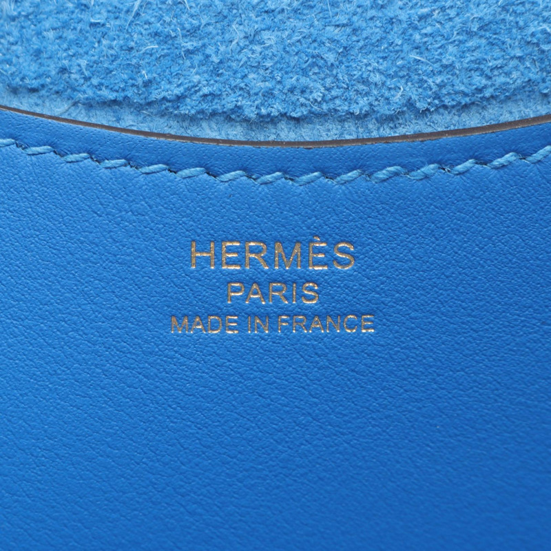 愛馬仕 (HERMES) in the loop 18 手提包，Taurillon Clemence Swift 皮革，藍色水鑽色，金色五金配件-3