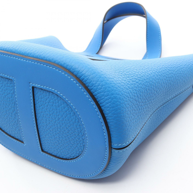 愛馬仕 (HERMES) in the loop 18 手提包，Taurillon Clemence Swift 皮革，藍色水鑽色，金色五金配件-5