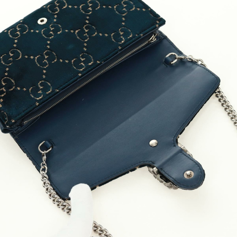 【日本直送】GUCCI Dionysus 鏈條單肩包 絲絨 海軍藍 銀色 401231 正品 173239V-8