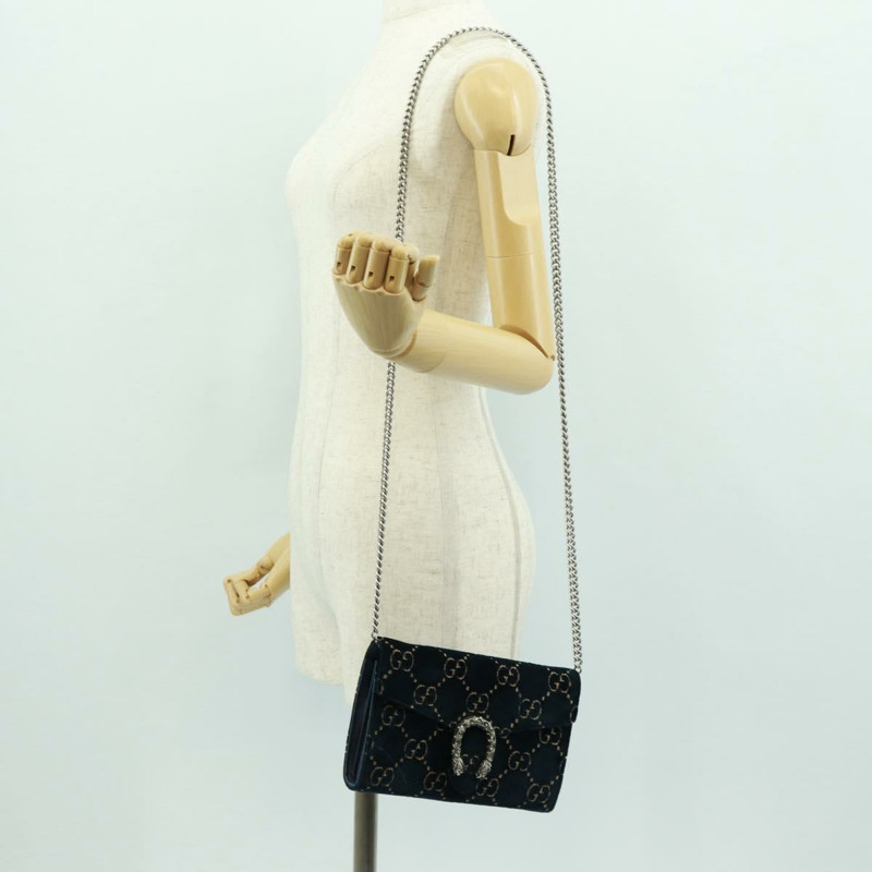 【日本直送】GUCCI Dionysus 鏈條單肩包 絲絨 海軍藍 銀色 401231 正品 173239V-29