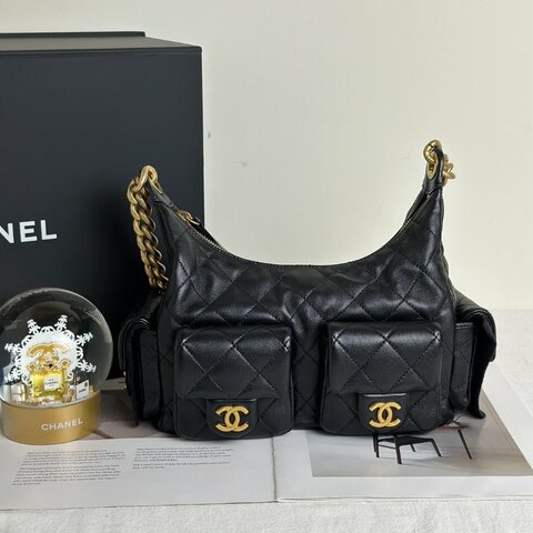 CHANEL 25C Hobo嬉皮包 - 小號黑金