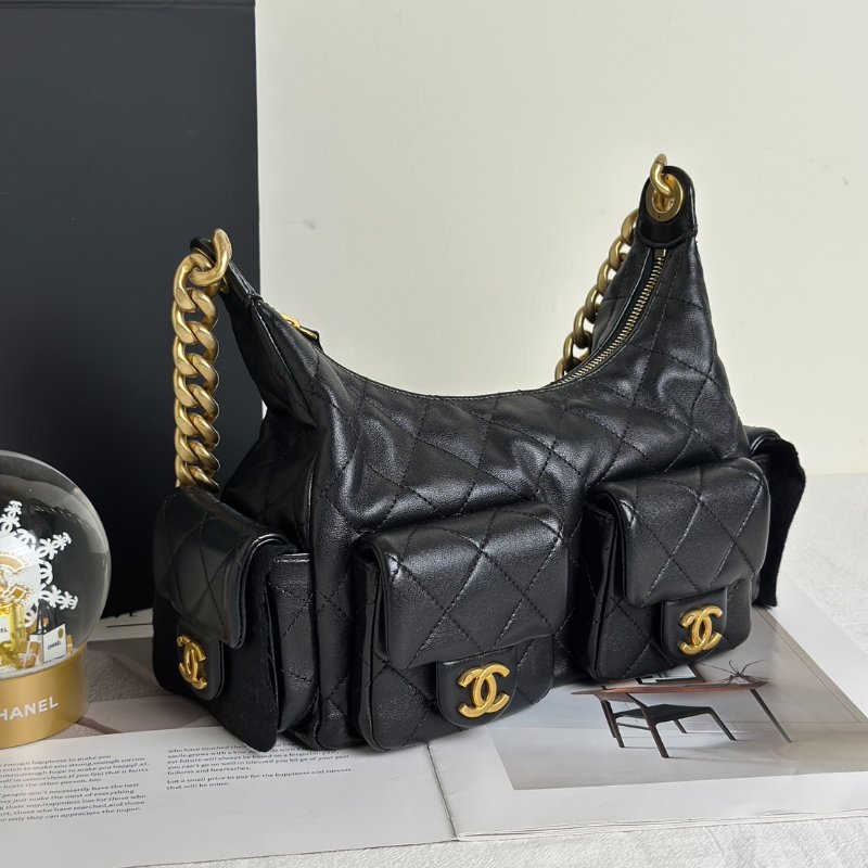 CHANEL 25C Hobo嬉皮包 - 小號黑金-2