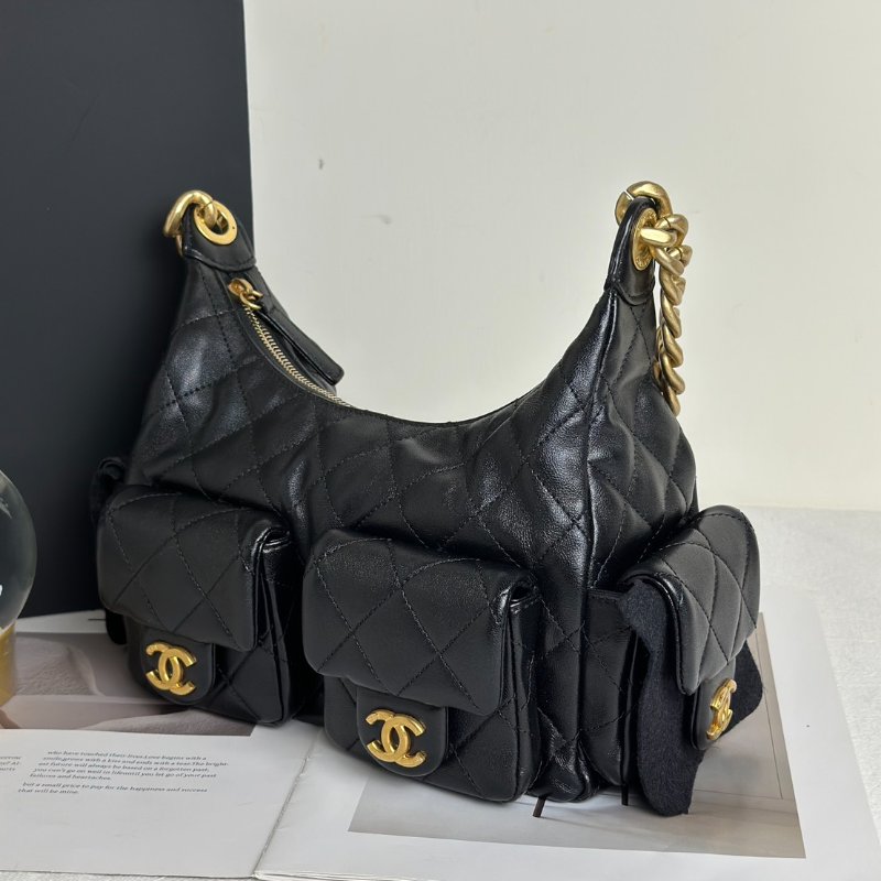 CHANEL 25C Hobo嬉皮包 - 小號黑金-3