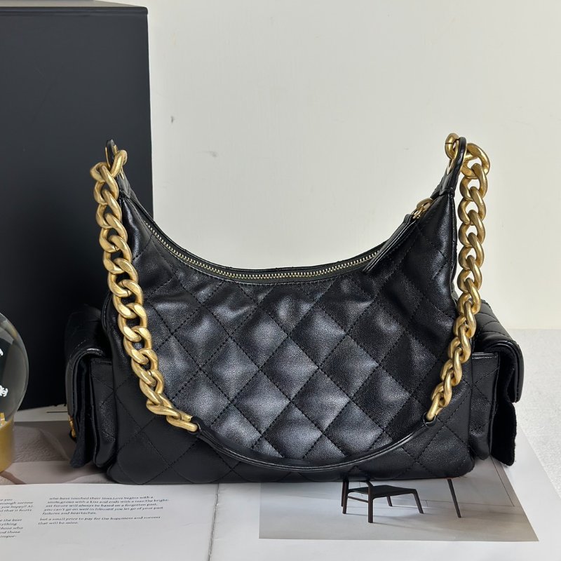 CHANEL 25C Hobo嬉皮包 - 小號黑金-4