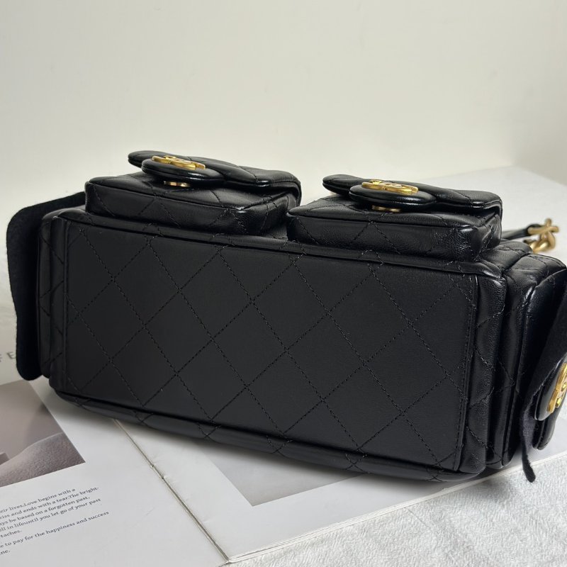 CHANEL 25C Hobo嬉皮包 - 小號黑金-5