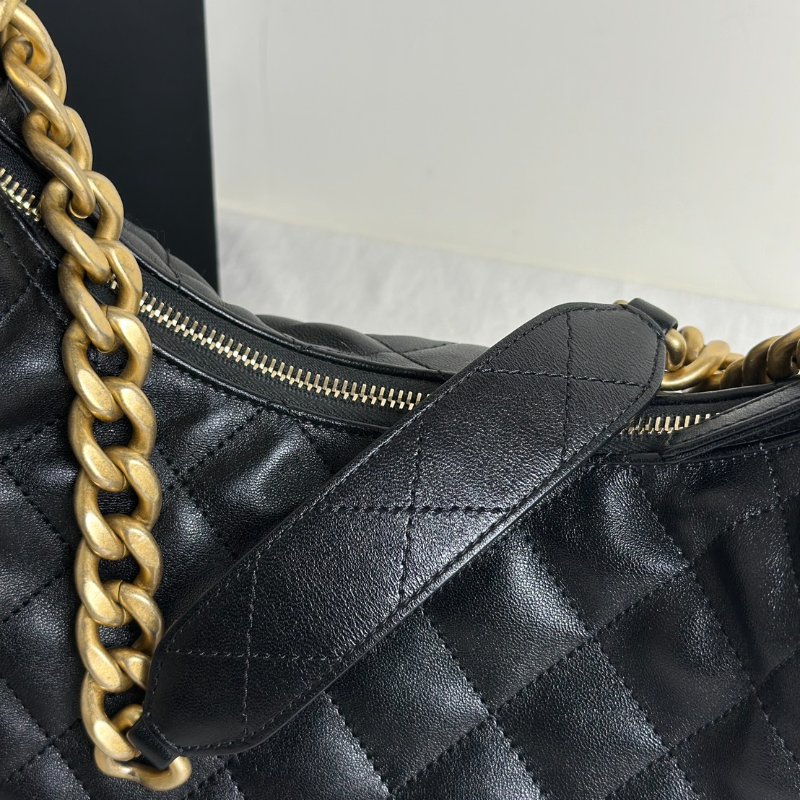 CHANEL 25C Hobo嬉皮包 - 小號黑金-7