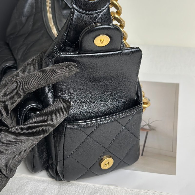 CHANEL 25C Hobo嬉皮包 - 小號黑金-11