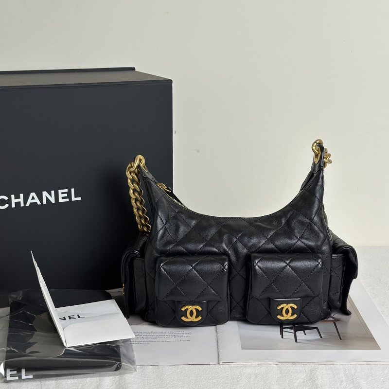 CHANEL 25C Hobo嬉皮包 - 小號黑金-12