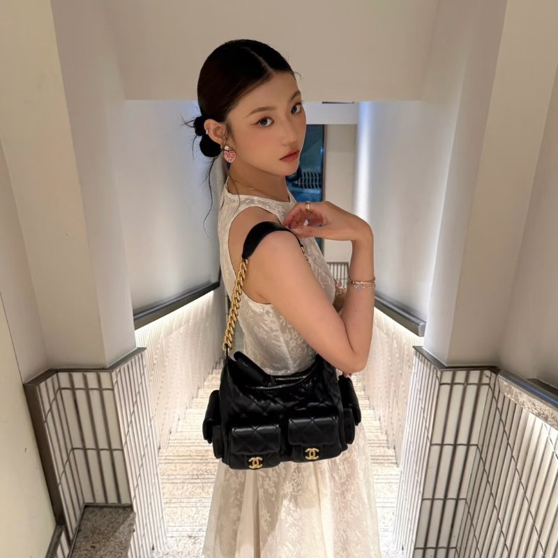 CHANEL 25C Hobo嬉皮包 - 小號黑金-13