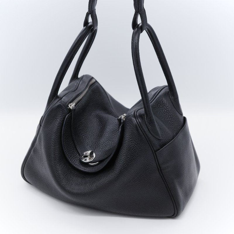 Hermès 愛馬仕 Lindy 30 黑色 銀扣 牛皮 手提包-1