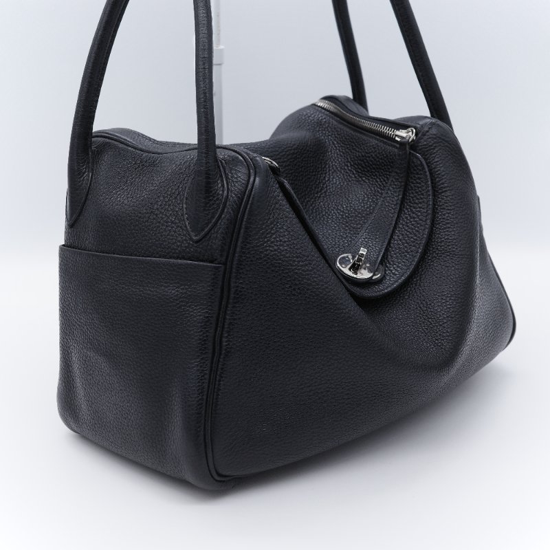 Hermès 愛馬仕 Lindy 30 黑色 銀扣 牛皮 手提包-4