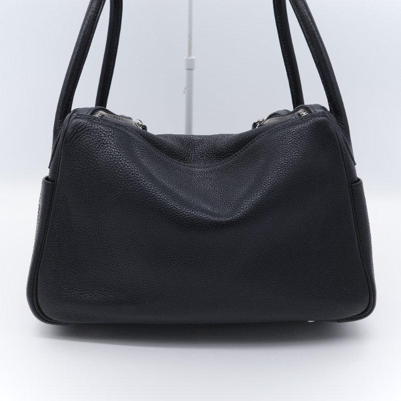 Hermès 愛馬仕 Lindy 30 黑色 銀扣 牛皮 手提包-6