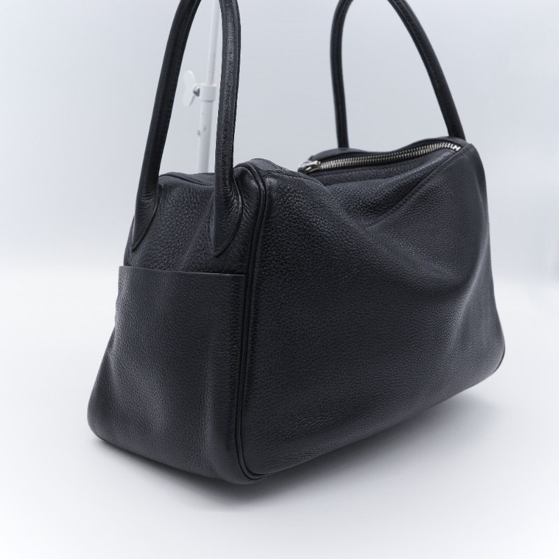 Hermès 愛馬仕 Lindy 30 黑色 銀扣 牛皮 手提包-7