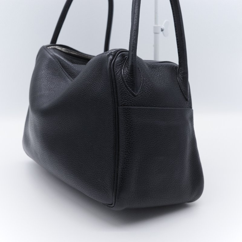 Hermès 愛馬仕 Lindy 30 黑色 銀扣 牛皮 手提包-8