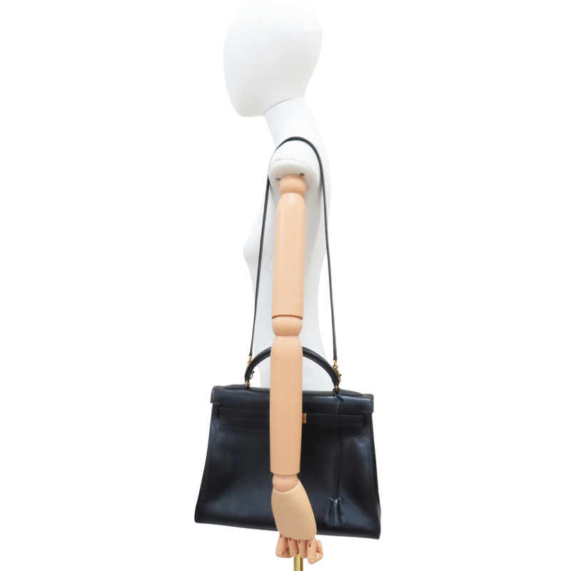 黑色 BOX牛皮 Kelly 32 凱莉包 兩用包 □B刻 金釦【HERMES 愛馬仕】-8