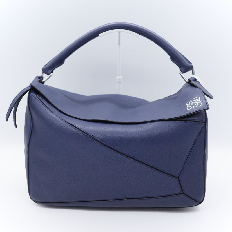Loewe 羅威 Puzzle 大號 深藍色 牛皮 斜挎包 手提包-1