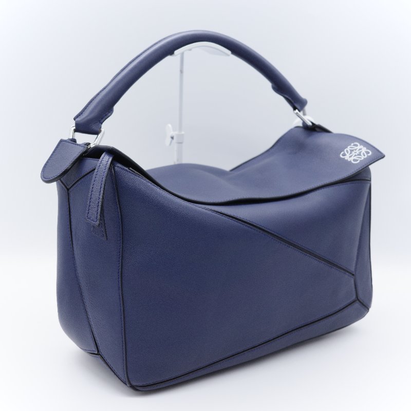 Loewe 羅威 Puzzle 大號 深藍色 牛皮 斜挎包 手提包-2