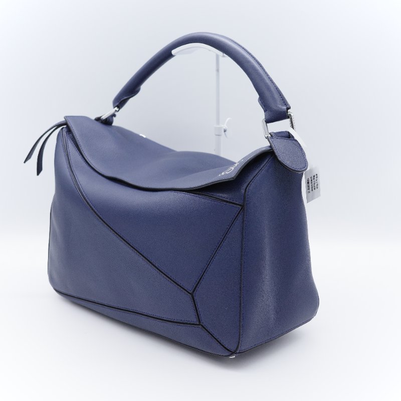 Loewe 羅威 Puzzle 大號 深藍色 牛皮 斜挎包 手提包-3