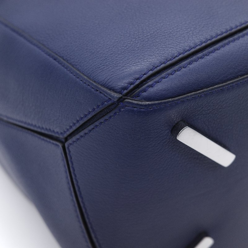 Loewe 羅威 Puzzle 大號 深藍色 牛皮 斜挎包 手提包-7