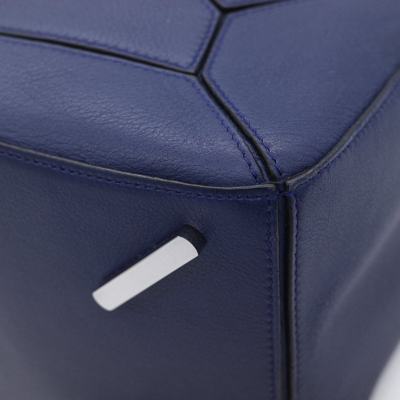 Loewe 羅威 Puzzle 大號 深藍色 牛皮 斜挎包 手提包-8