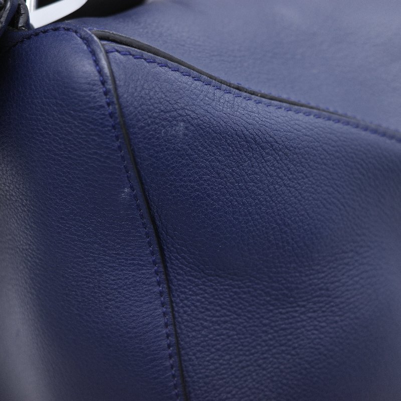 Loewe 羅威 Puzzle 大號 深藍色 牛皮 斜挎包 手提包-10