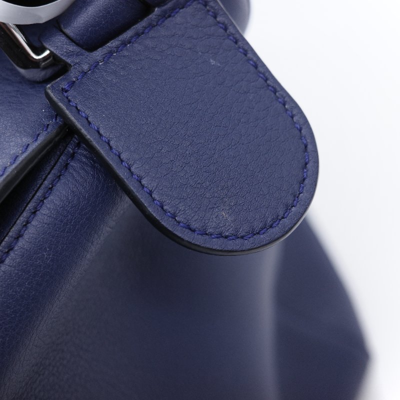 Loewe 羅威 Puzzle 大號 深藍色 牛皮 斜挎包 手提包-11