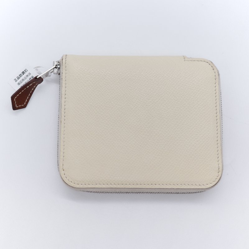 【限時特價🌟錯過拍大腿】Hermès 愛馬仕 Silk in Compact 絲巾 奶油白 Epsom 牛皮 拉鍊錢包 Z刻 2017-1