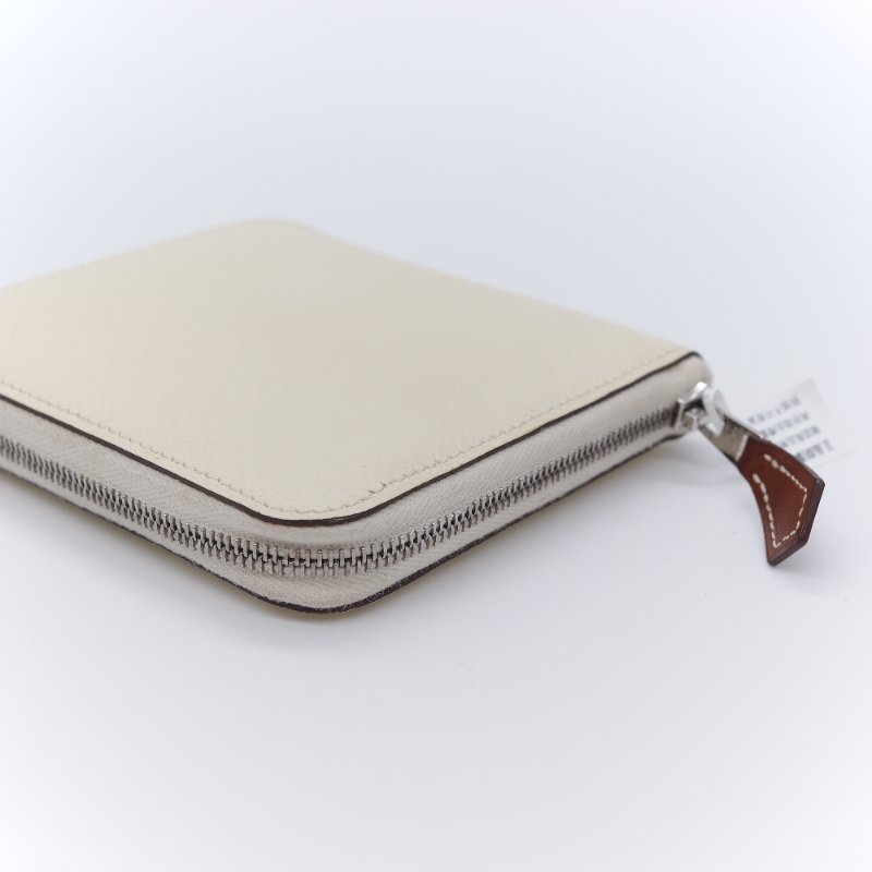 【限時特價🌟錯過拍大腿】Hermès 愛馬仕 Silk in Compact 絲巾 奶油白 Epsom 牛皮 拉鍊錢包 Z刻 2017-3